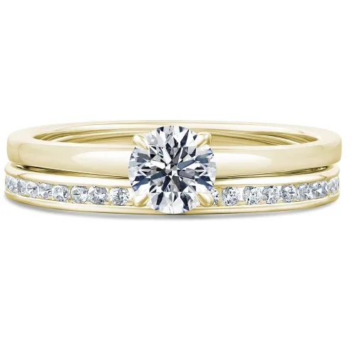 Yellow Gold Diamond Solitaire Bridal Set - Yellow Sunflower